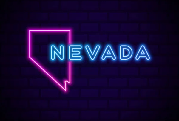 Nevada Amerikaanse Staat Gloeiende Neon Lamp Teken Realistische Vector Illustratie — Stockvector