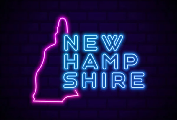 New Hampshire Stany Zjednoczone Świecący Neon Lampa Znak Realistyczny Wektor — Wektor stockowy
