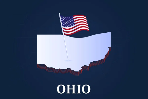 Ohio Stát Izometrická Mapa Usa Národní Vlajka Izometrický Tvar Nás — Stockový vektor