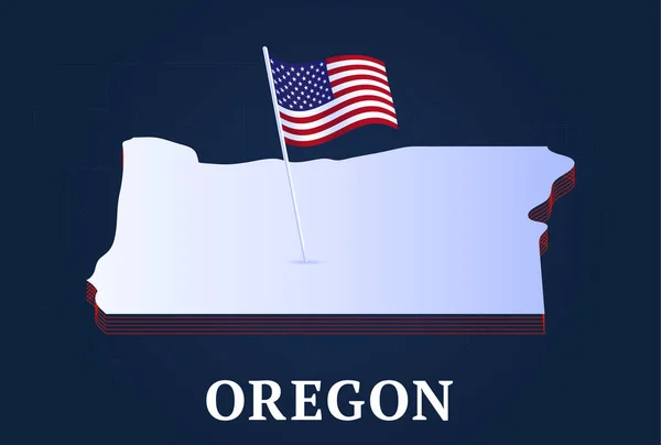 Oregon Stav Izometrická Mapa Usa Národní Vlajka Izometrický Tvar Nás — Stockový vektor