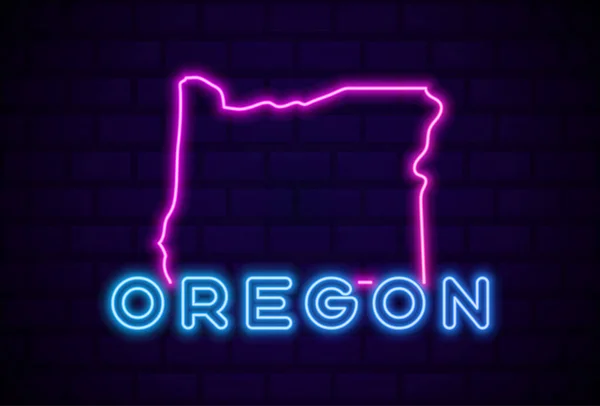 Oregon Ons Staat Gloeiende Neon Lamp Teken Realistische Vector Illustratie — Stockvector