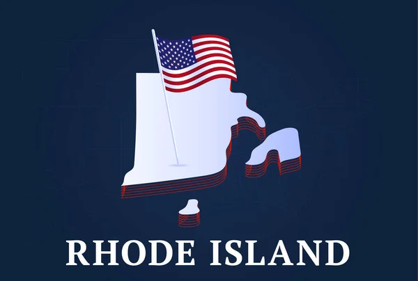 Rhode Island State Isometric Haritası Abd Ulusal Bayrağı Izometrik Şekli — Stok Vektör