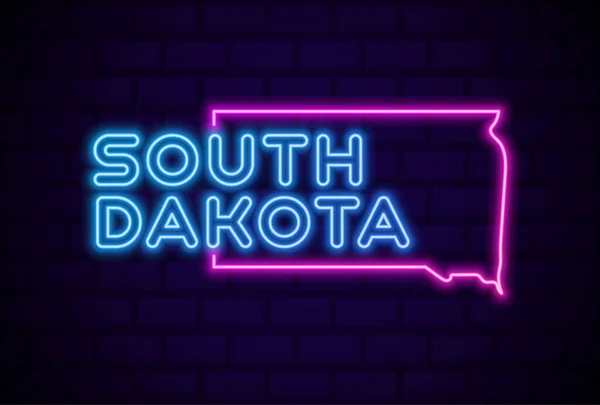 Jižní Dakota Usa Stát Zářící Neonové Lampy Znamení Realistické Vektorové — Stockový vektor