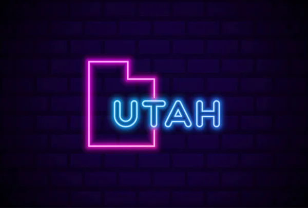Utah Abd Parlayan Neon Lambası Imzalı Gerçekçi Vektör Illüstrasyonu Mavi — Stok Vektör
