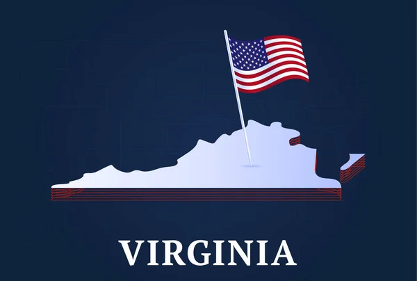 Virginia État Carte Isométrique Drapeau National Des États Unis Forme — Image vectorielle