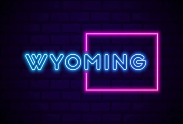 Wyoming Staat Gloeiende Neon Lamp Teken Realistische Vector Illustratie Blauwe — Stockvector