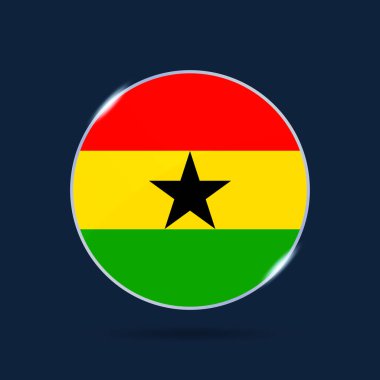 Gana Ulusal Bayrağı Çember Simgesi. Basit bayrak, resmi renkler ve doğru orantı. Düz vektör illüstrasyonu.