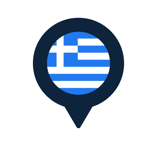 希腊国旗和地图指针图标 国旗位置图标矢量设计 Gps定位器销 矢量说明 — 图库矢量图片