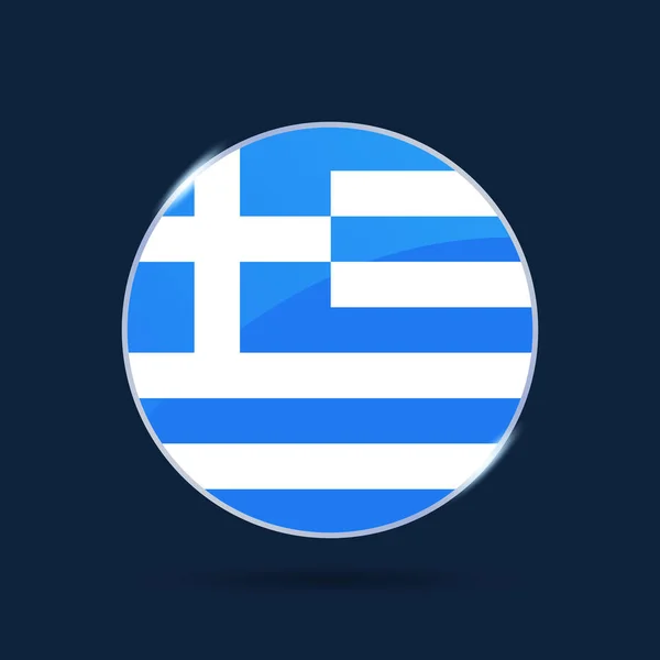 Greece Bandeira Nacional Botão Círculo Ícone Bandeira Simples Cores Oficiais —  Vetores de Stock