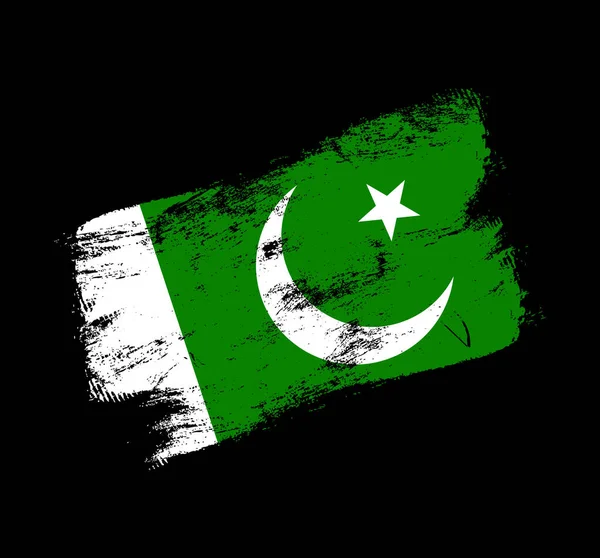 Paquistão Bandeira Grunge Escova Fundo Old Brush Flag Vector Illustration — Vetor de Stock