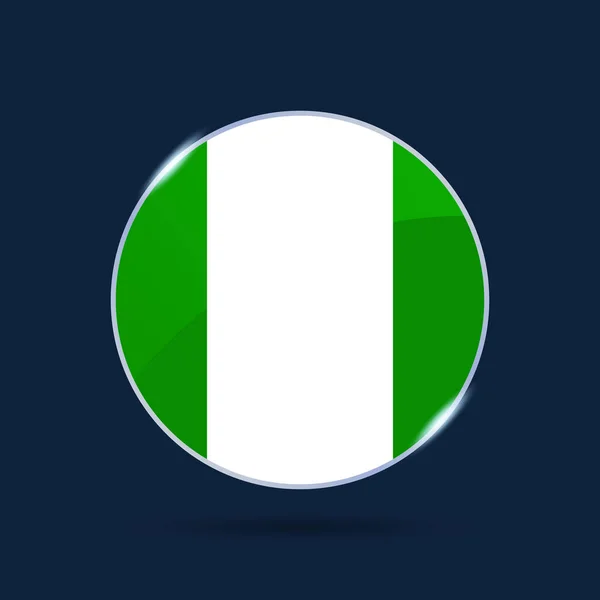 Nigeria National Flagga Cirkel Knapp Ikonen Enkel Flagga Officiella Färger — Stock vektor