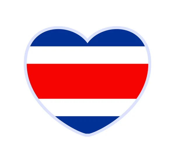 Costa Rica Bandera Forma Corazón Icono Símbolo Corazón Plano Amor — Vector de stock