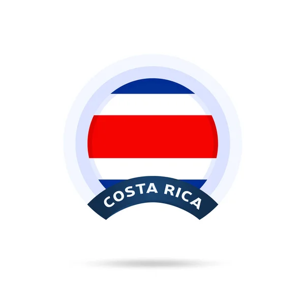 Costa Rica Bandera Nacional Círculo Botón Icono Bandera Simple Colores — Vector de stock