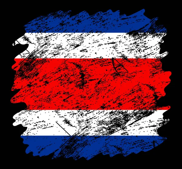 Costa Rica Flagga Grunge Borste Bakgrund Gammal Pensel Flagga Vektor — Stock vektor