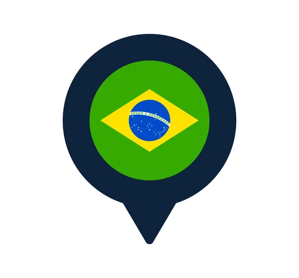 Brazil Flag Map Pointer Icon National Flag Location Icon Vector — Stock Vector