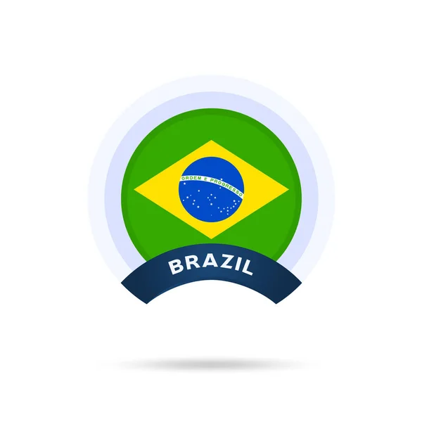 Drapeau National Brésilien Cercle Bouton Icône Drapeau Simple Couleurs Officielles — Image vectorielle