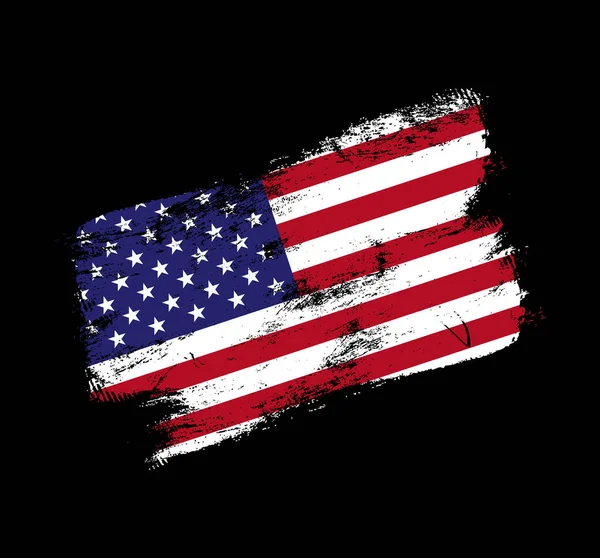 Usa Bandera Grunge Cepillo Fondo Ilustración Vector Bandera Cepillo Antiguo — Vector de stock