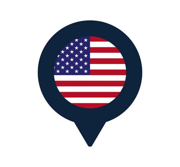 Usa Bandera Icono Puntero Mapa Bandera Nacional Icono Ubicación Diseño — Vector de stock