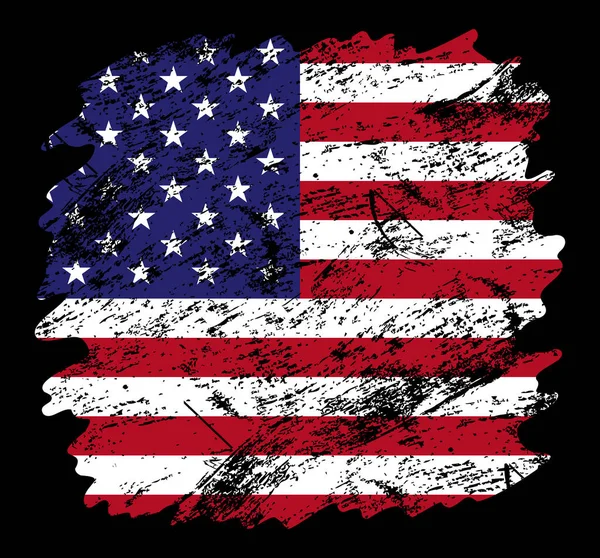 Amerikan Bayrağı Grunge Fırça Arka Planı Eski Fırça Bayrak Vektör — Stok Vektör