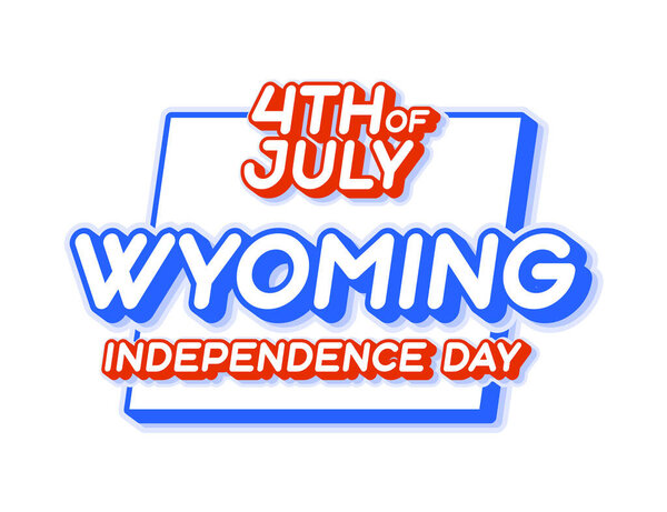 wyoming state 4th of july independence day with map and USA national color 3D shape of US state Vector Illustration
