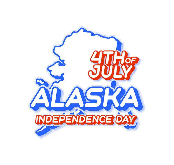 Alaska State Juli Unabhängigkeitstag Mit Karte Und Usa Nationalfarbe Form — Stockvektor