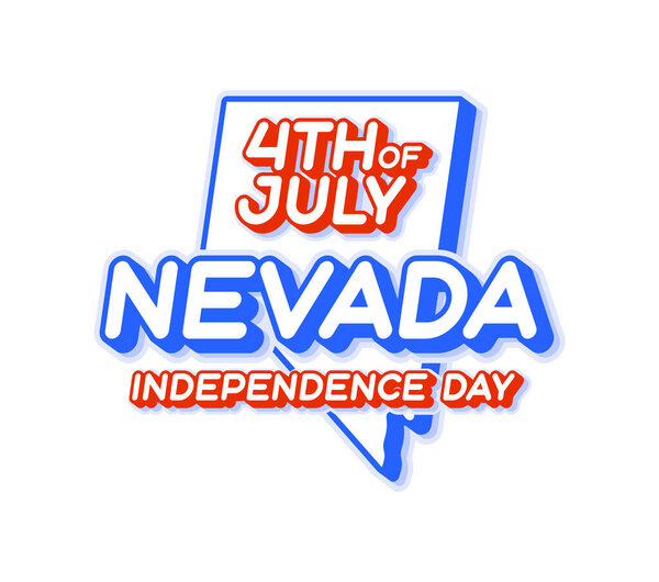 nevada state 4th of july independence day with map and USA national color 3D shape of US state Vector Illustration