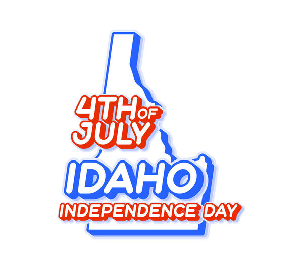 idaho state 4th of july independence day with map and USA national color 3D shape of US state Vector Illustration