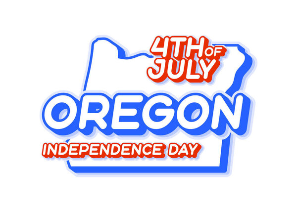 oregon state 4th of july independence day with map and USA national color 3D shape of US state Vector Illustration