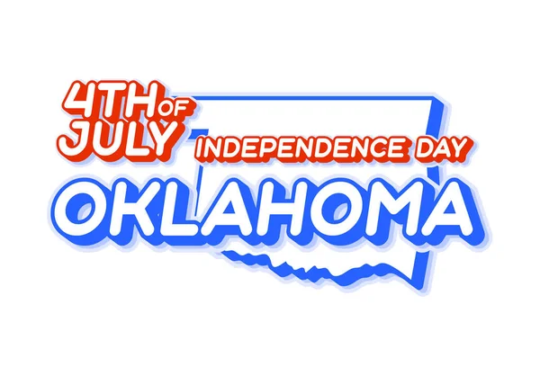 Oklahoma State Juli Unabhängigkeitstag Mit Karte Und Usa Nationalfarbe Form — Stockvektor