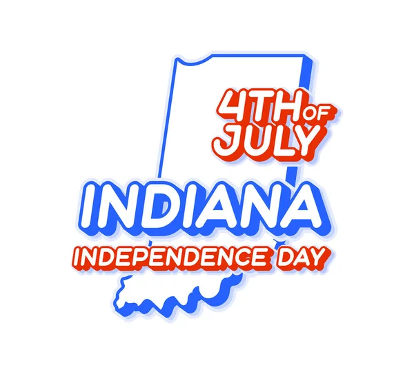 Indiana State Juli Unabhängigkeitstag Mit Karte Und Usa Nationalfarbe Form — Stockvektor