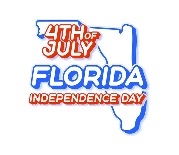Florida Bundesstaat Juli Unabhängigkeitstag Mit Karte Und Usa Nationalfarbe Form — Stockvektor