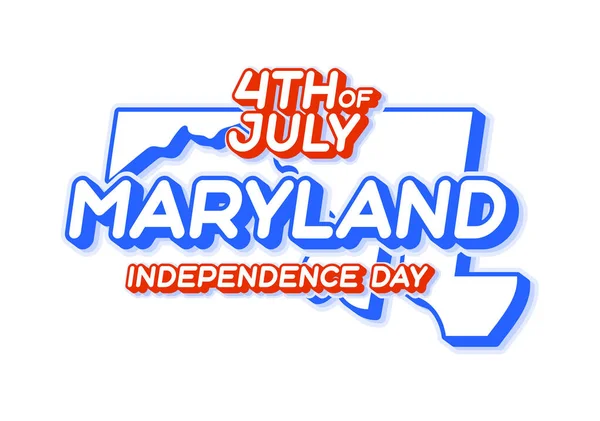 Maryland State Juli Unabhängigkeitstag Mit Karte Und Usa Nationalfarbe Form — Stockvektor