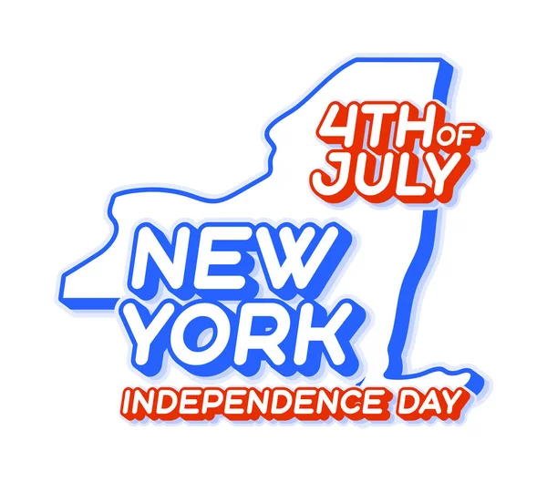New York State Juli Unabhängigkeitstag Mit Karte Und Usa Nationalfarbe — Stockvektor