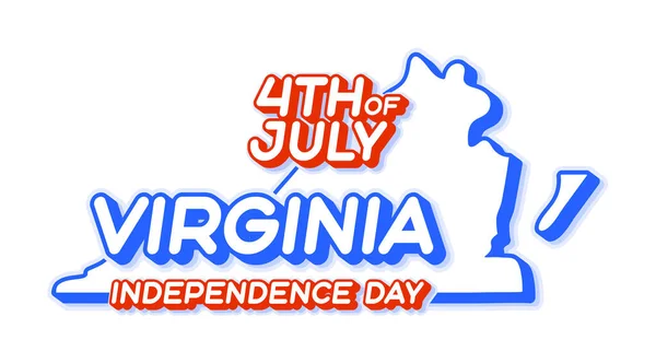 Virginia Stát Červenec Den Nezávislosti Mapou Usa Národní Barva Tvar — Stockový vektor