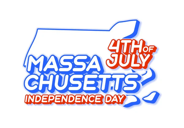 Massachusetts State Juli Unabhängigkeitstag Mit Karte Und Usa Nationalfarbe Form — Stockvektor
