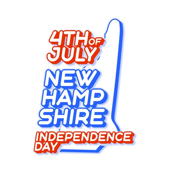 Neuer Bundesstaat Hampshire Juli Unabhängigkeitstag Mit Karte Und Usa Nationalfarbe — Stockvektor
