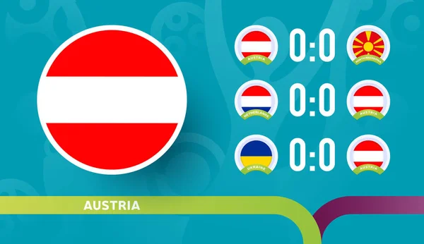 Austria Équipe Nationale Horaire Des Matchs Dans Dernière Étape Championnat — Image vectorielle