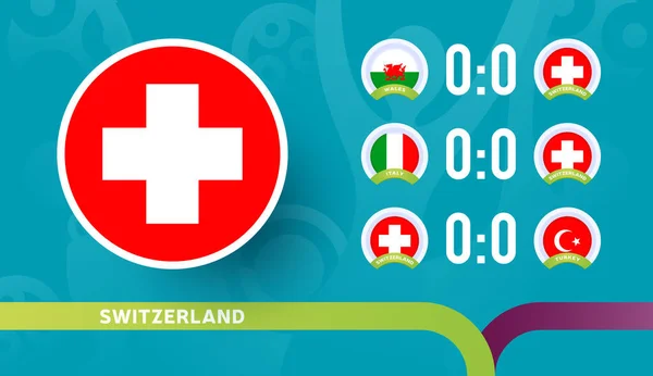Équipe Nationale Suisse Horaire Des Matchs Dans Dernière Étape Championnat — Image vectorielle