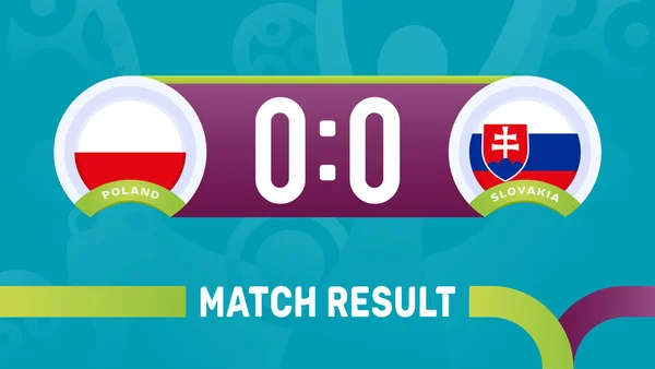 Poland Slovakia Match Result European Football Championship 2020 Vector Illustration — Stock Vector