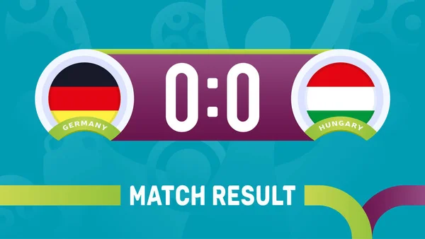 Germany Hungary Match Result European Football Championship 2020 Vector Illustration — Vettoriale Stock