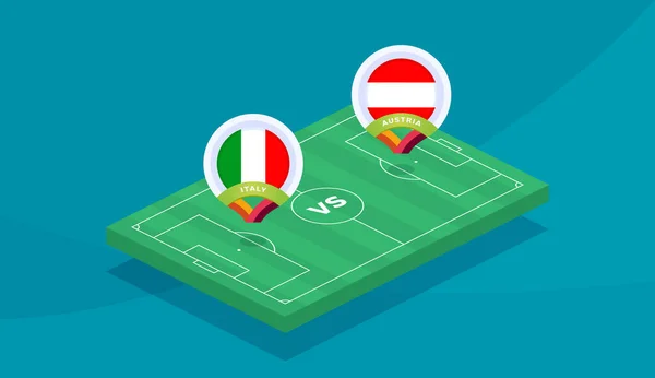 Italia Austria Match Campionato Europeo Calcio 2020 Vettoriale Illustrazione Calcio — Vettoriale Stock