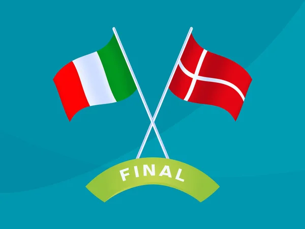 Italy Denmark Zápas Vektorové Ilustrace Fotbal 2020 Mistrovství — Stockový vektor