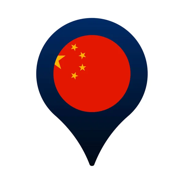 Chińska Flaga Ikona Wskaźnika Mapy Projekt Wektora Flagi Narodowej Pin — Wektor stockowy