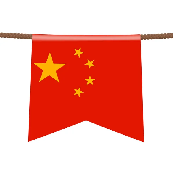 China Nationale Vlaggen Hangt Aan Touwen Witte Achtergrond Het Symbool — Stockvector