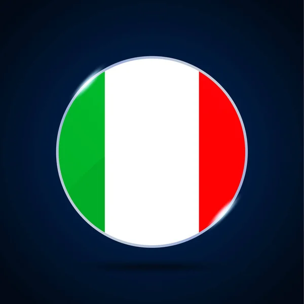 Italia Bandiera Nazionale Pulsante Cerchio Icona Bandiera Semplice Colori Ufficiali — Vettoriale Stock