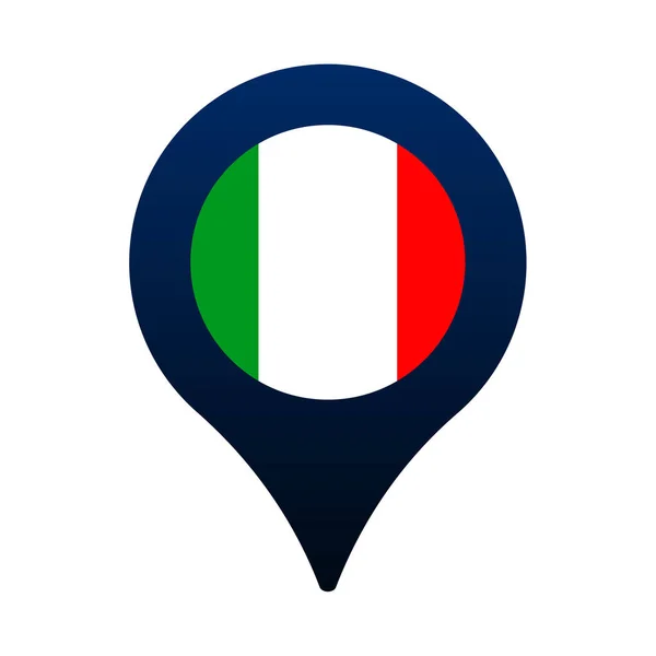 Bandiera Italia Icona Del Puntatore Mappa Disegno Vettoriale Icona Posizione — Vettoriale Stock