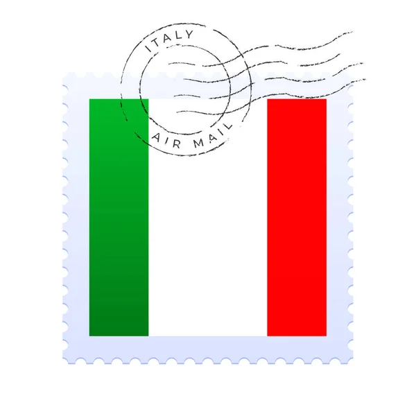 Włoski Znak Pocztowy National Flag Znaczek Pocztowy Izolowany Białym Tle — Wektor stockowy