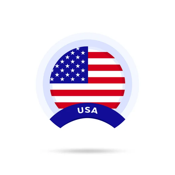 Usa Bandera Nacional Círculo Botón Icono Bandera Simple Colores Oficiales — Vector de stock