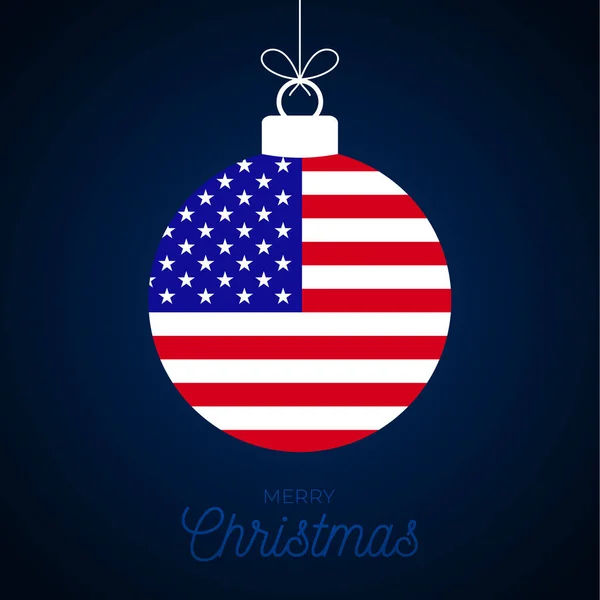 Weihnachtsball Mit Flagge Grußkarte Vektor Illustration Frohe Weihnachtskugel Mit Fahne — Stockvektor