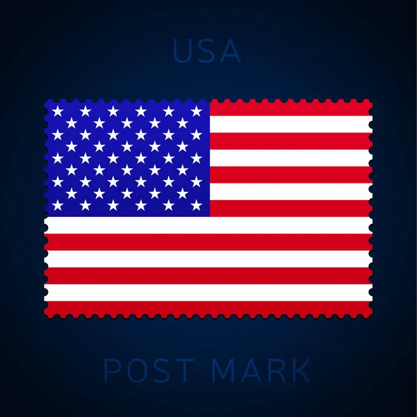 Usa Francobollo Francobollo Bandiera Nazionale Isolato Sfondo Bianco Illustrazione Vettoriale — Vettoriale Stock